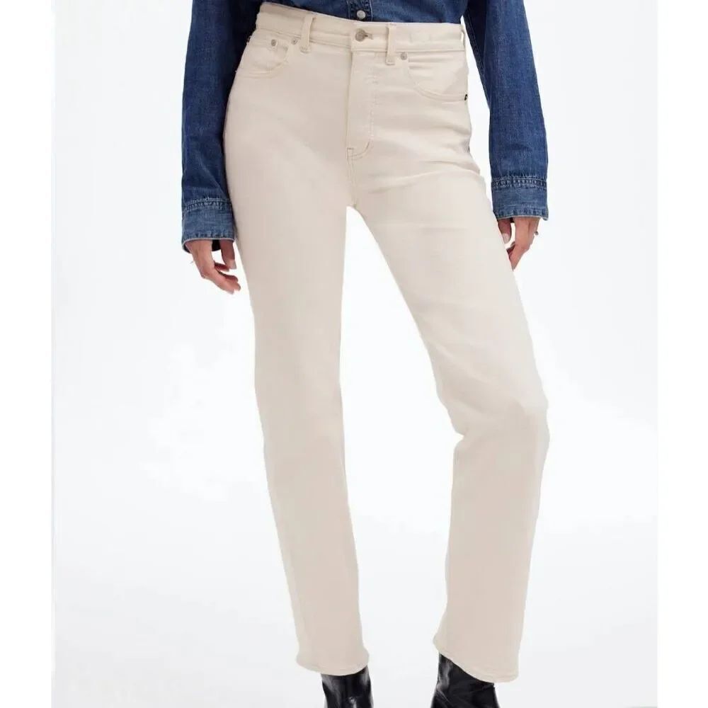 NWT Madewell Jeans Women's 26 Ivory 90s Straight Vintage Canvas Stretch